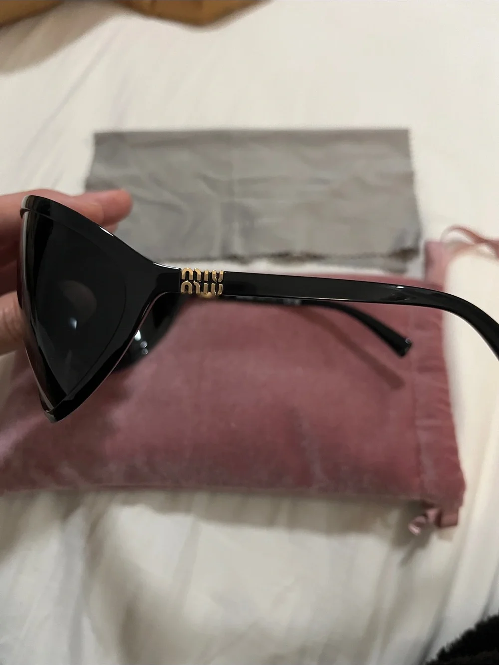 Miu Miu Black Runway Sunglasses slate gray lenses
